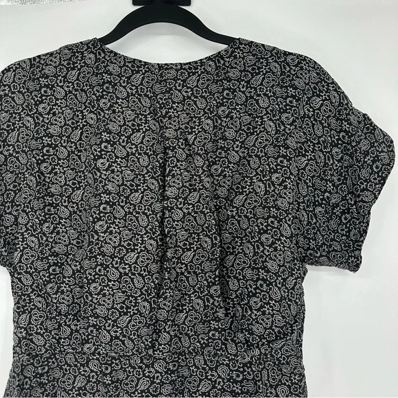 Madewell Pleated Black & White Short Sleeve Top Medium - Picture 7 of 7